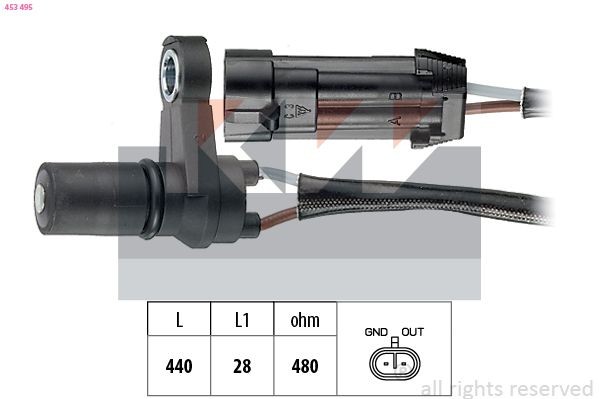 KW 453 495 RPM Sensor, automatic transmission COMBO 1.4 16V 90 PS Petrol 2001
