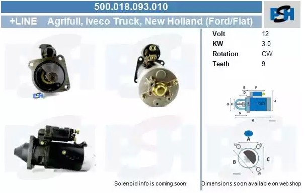 BV PSH Starter motor Article number: 500.018.093.010 cheaply
