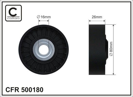 CAFFARO Deflection / Guide Pulley, v-ribbed belt Article number: 500180 cheaply