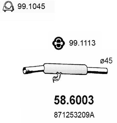 ASSO Middle silencer Article number: 58.6003 cheaply