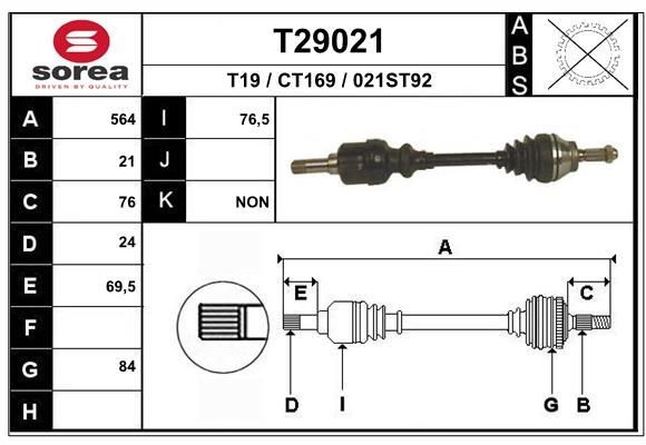 EAI Drive shaft Article number: T29021 cheaply