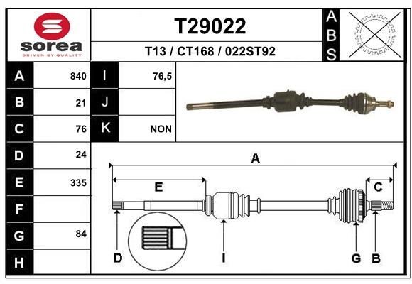 EAI Drive shaft Article number: T29022 cheaply