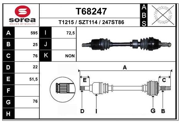 EAI Drive shaft Article number: T68247 cheaply
