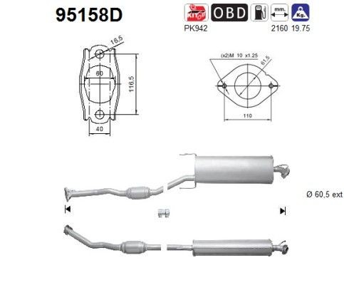 AS Catalytic converter Article number: 95158D cheaply