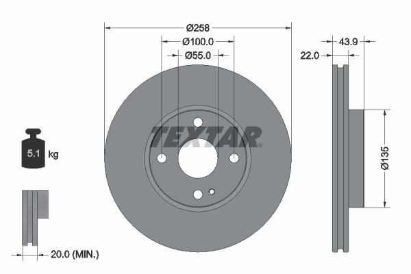 TEXTAR Brake disc Article number: 92300903 cheaply