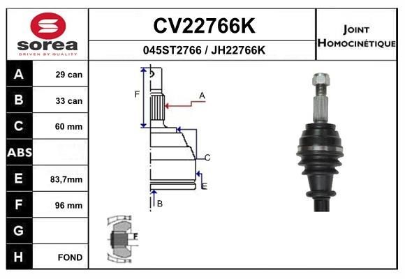 EAI Joint kit, drive shaft Article number: CV22766K cheaply