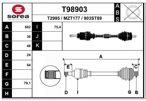 EAI Drive shaft Article number: T98903 cheaply