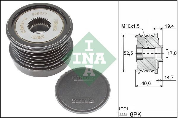 INA Alternator Freewheel Clutch Article number: 535 0373 10 cheaply