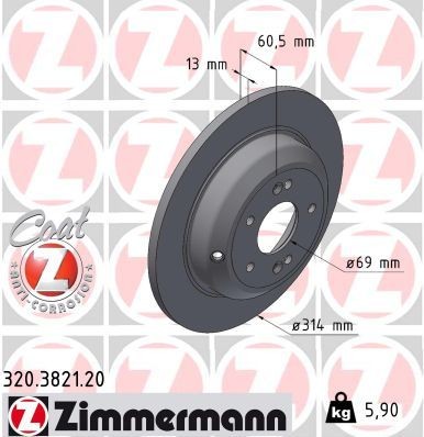 ZIMMERMANN Brake disc Article number: 320.3821.20 cheaply