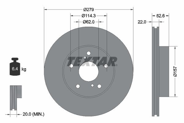 TEXTAR Brake disc Article number: 92080900 cheaply