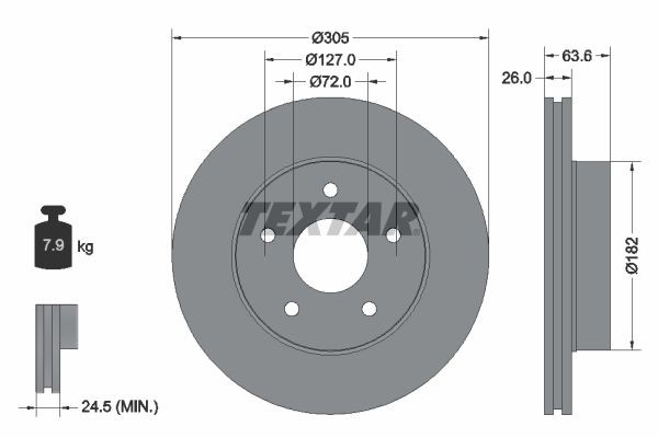 TEXTAR Brake disc Article number: 92113600 cheaply