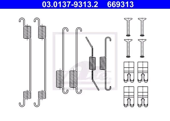 ATE 03.0137-9313.2 Kit accessori, Ganasce freno FOCUS 2.0 TDCi 136 CV Diesel 2020