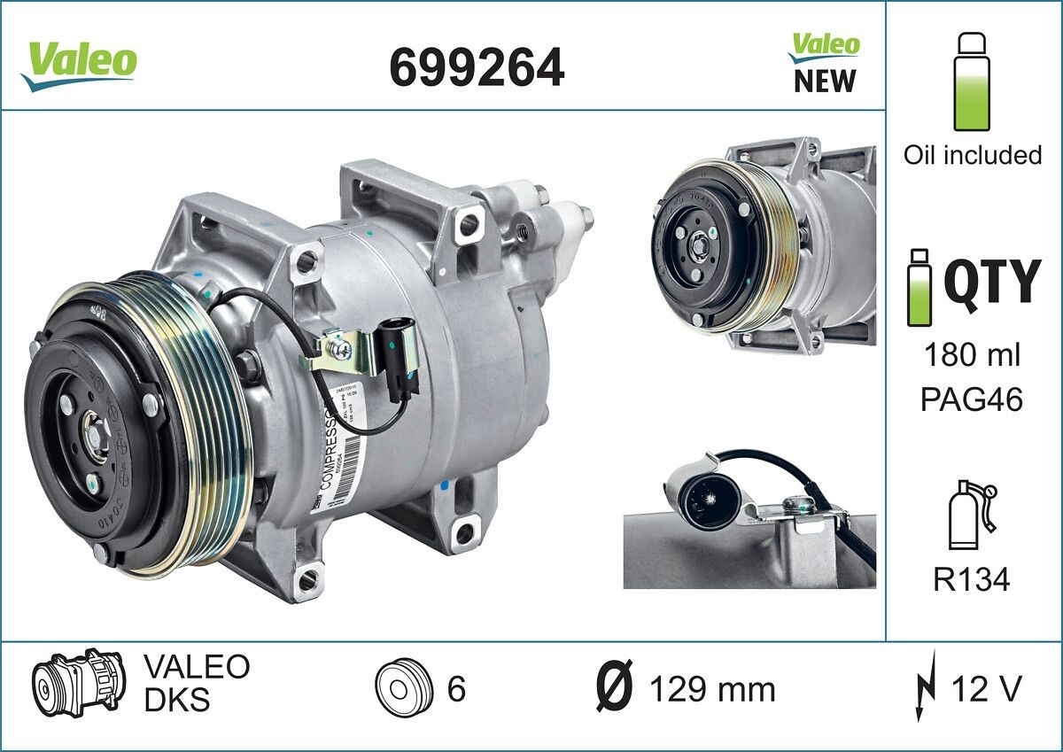 VALEO Air conditioning compressor Article number: 699264 cheaply