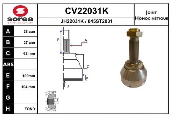 EAI Joint kit, drive shaft Article number: CV22031K cheaply