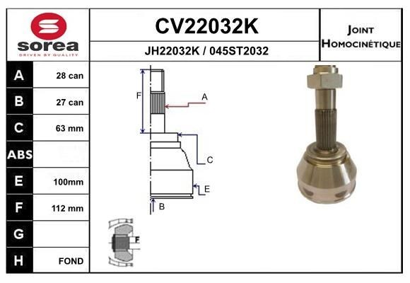 EAI Joint kit, drive shaft Article number: CV22032K cheaply