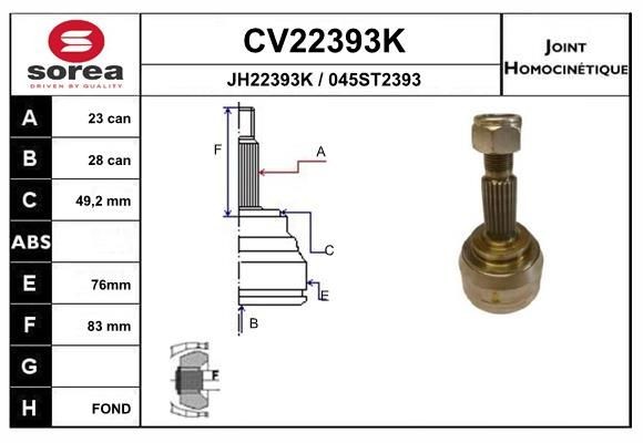 EAI Joint kit, drive shaft Article number: CV22393K cheaply