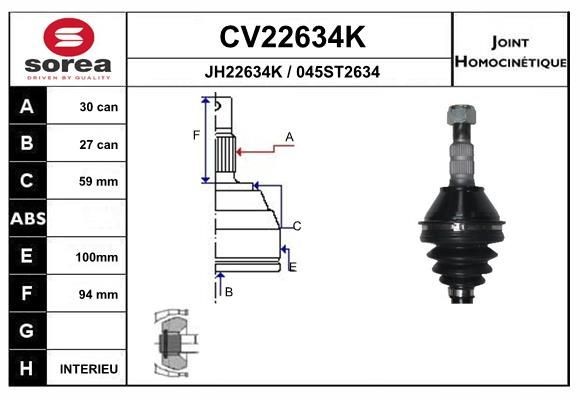 EAI Joint kit, drive shaft Article number: CV22634K cheaply