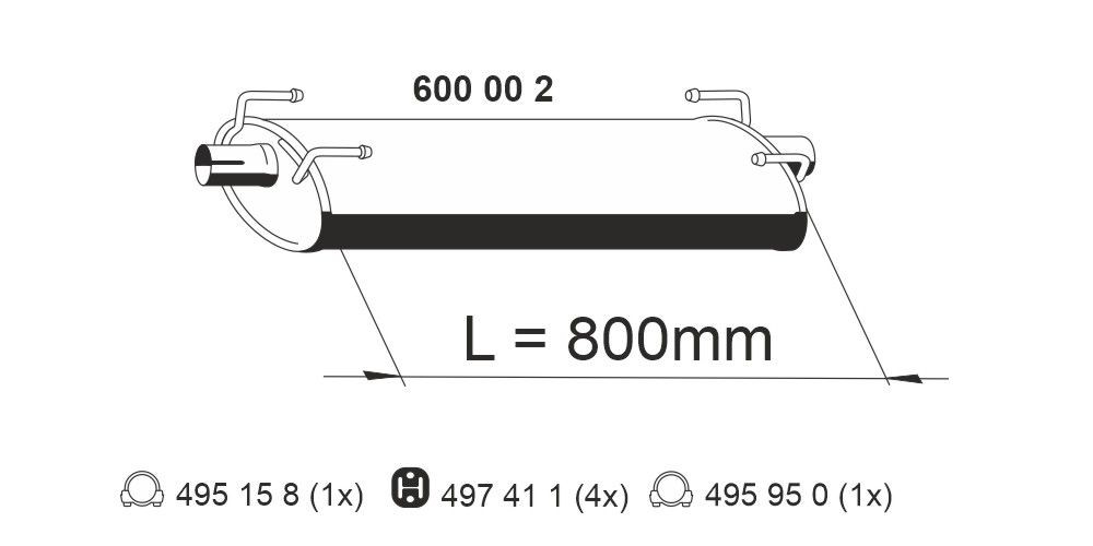 ERNST Middle silencer Article number: 600002 cheaply