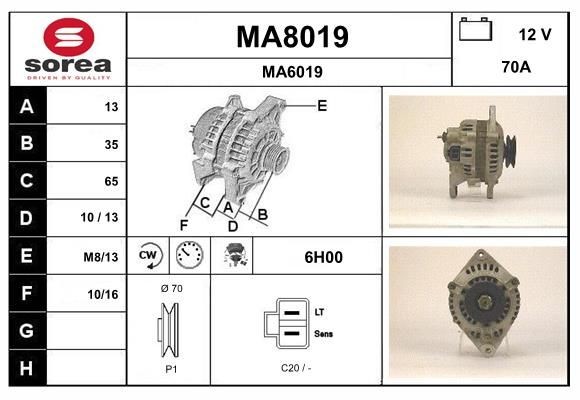 SNRA Alternator Article number: MA8019 cheaply