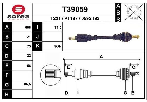 EAI Drive shaft Article number: T39059 cheaply