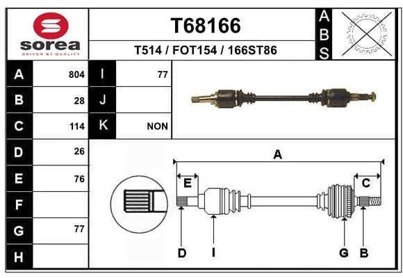 EAI Drive shaft Article number: T68166 cheaply