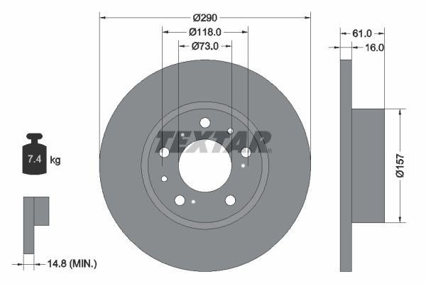 TEXTAR Brake disc Article number: 92042900 cheaply