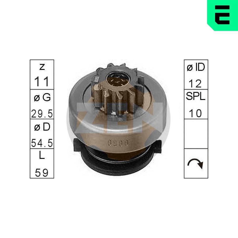 ERA ZN0800 Freewheel Gear, starter PHEDRA 2.0 JTD (179.AXE1A) 107 PS Diesel 2010
