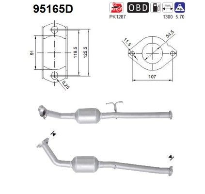 AS Catalytic converter Article number: 95165D cheaply