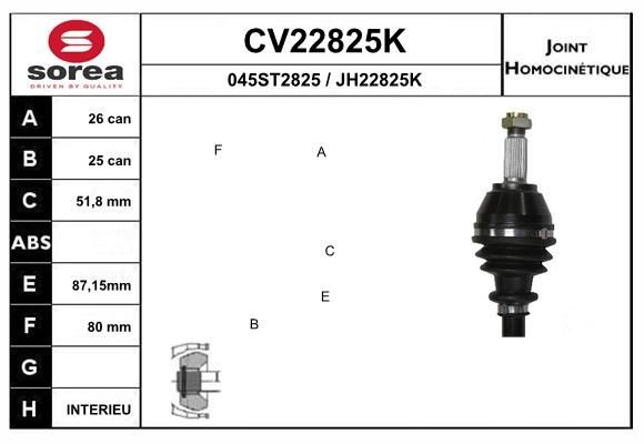 EAI Joint kit, drive shaft Article number: CV22825K cheaply
