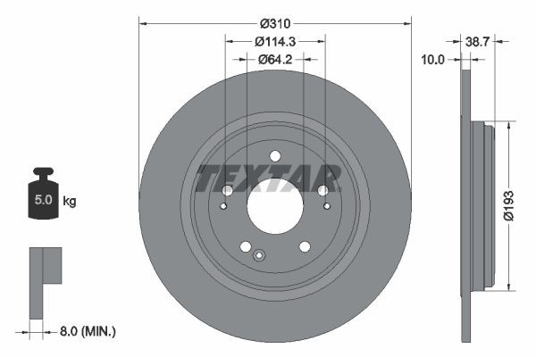 TEXTAR Brake disc Article number: 92306103 cheaply