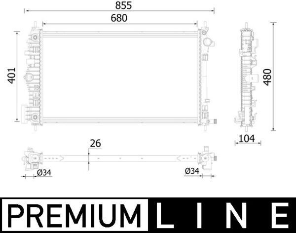 MAHLE ORIGINAL Radiaator, mootorijahutus Artikli number: CR 2225 000P soodsalt