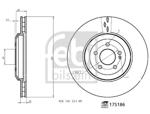 FEBI BILSTEIN Brake disc Article number: 175186 cheaply