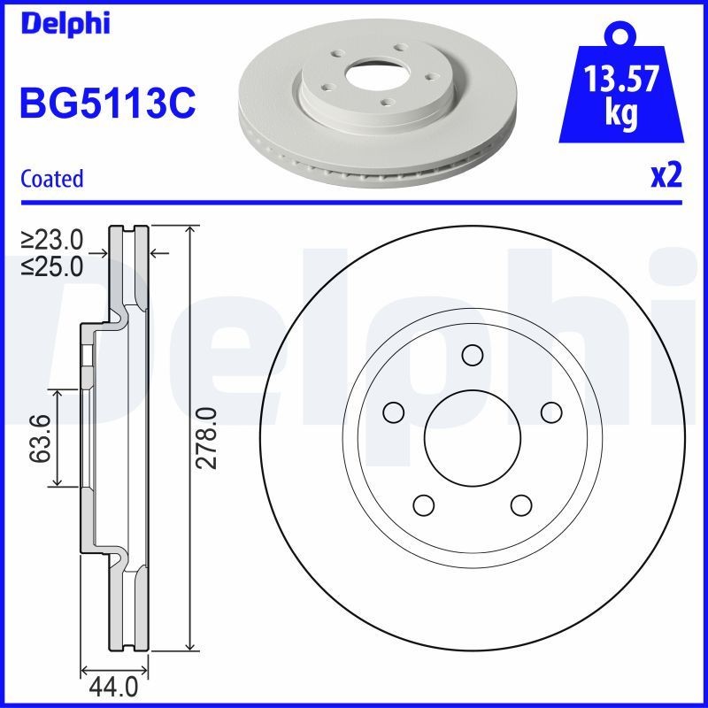DELPHI Brake disc Article number: BG5113C cheaply