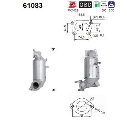 AS Catalytic converter Article number: 61083 cheaply