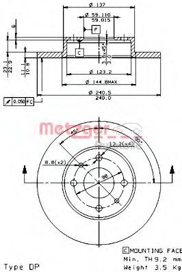 METZGER Brake disc Article number: 14138 E cheaply