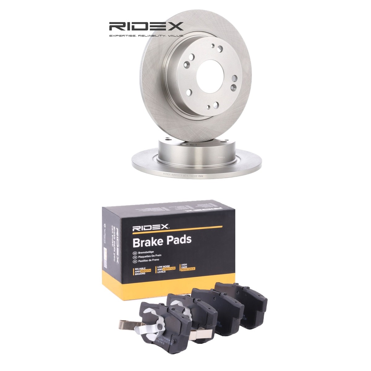 RIDEX Brake discs and pads set Article number: 3405B2308 cheaply