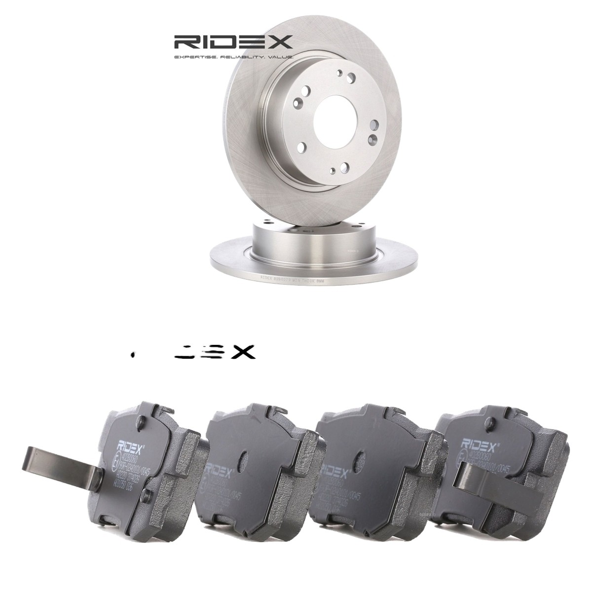RIDEX Brake discs and pads set Article number: 3405B2454 cheaply