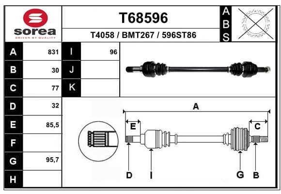 EAI Drive shaft Article number: T68596 cheaply