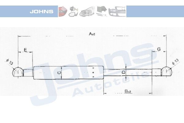 JOHNS Tailgate strut Article number: 55 53 95-92 cheaply