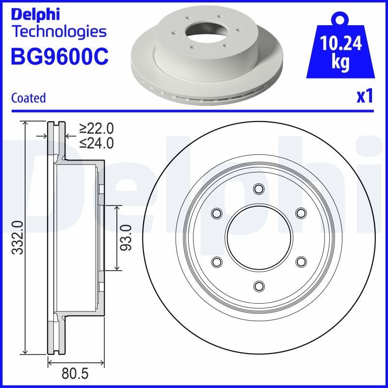 DELPHI Brake disc Article number: BG9600C cheaply