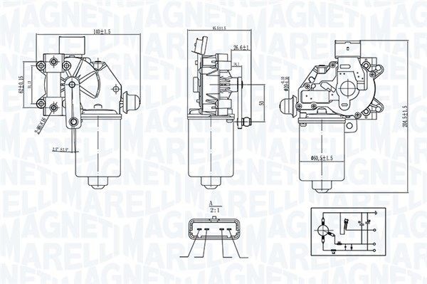MAGNETI MARELLI Ablaktörlőmotor . Cikk szám: 064377400010 olcsó