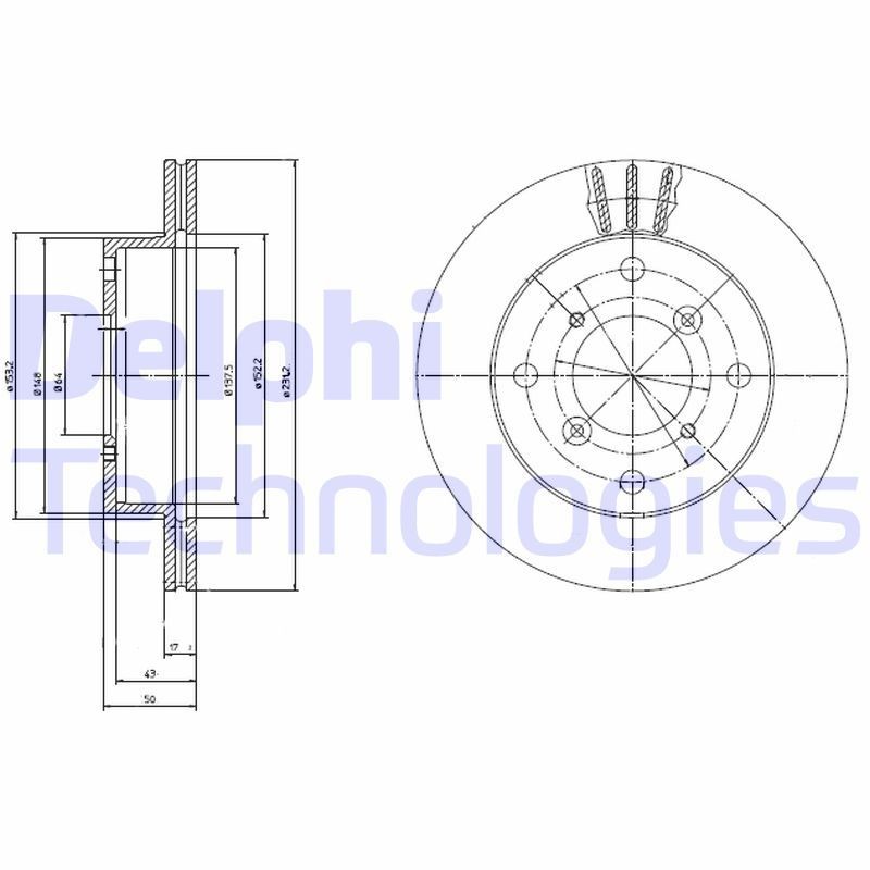 DELPHI Brake disc Article number: BG2645 cheaply