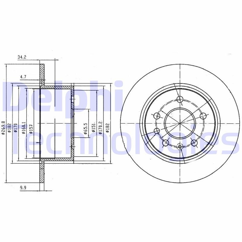DELPHI Brake disc Article number: BG2870 cheaply