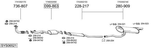 BOSAL Middle silencer Article number: 281-953 cheaply