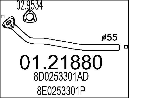 MTS Exhaust Pipe Article number: 01.21880 cheaply