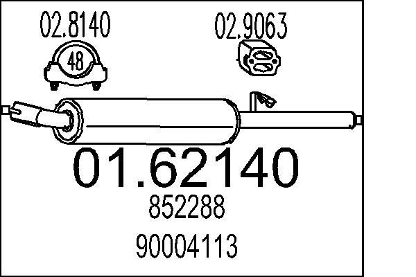 MTS Rear silencer Article number: 01.62140 cheaply