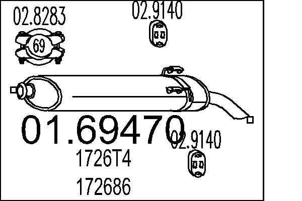 MTS Rear silencer Article number: 01.69470 cheaply