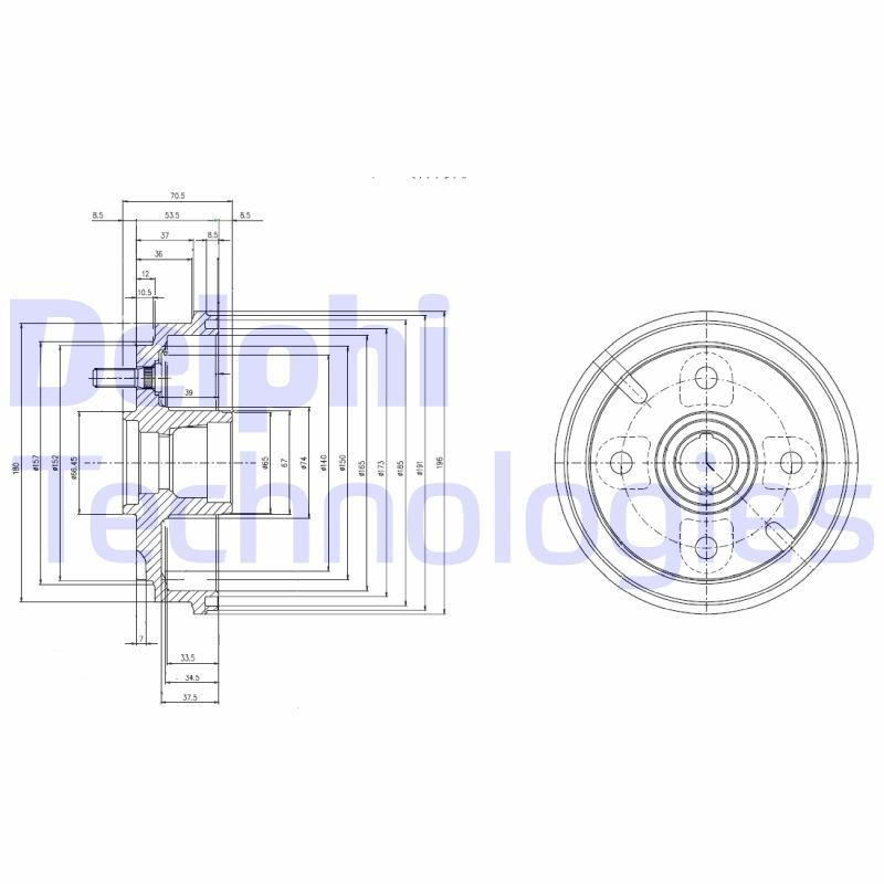 DELPHI Brake drum Article number: BF518 cheaply
