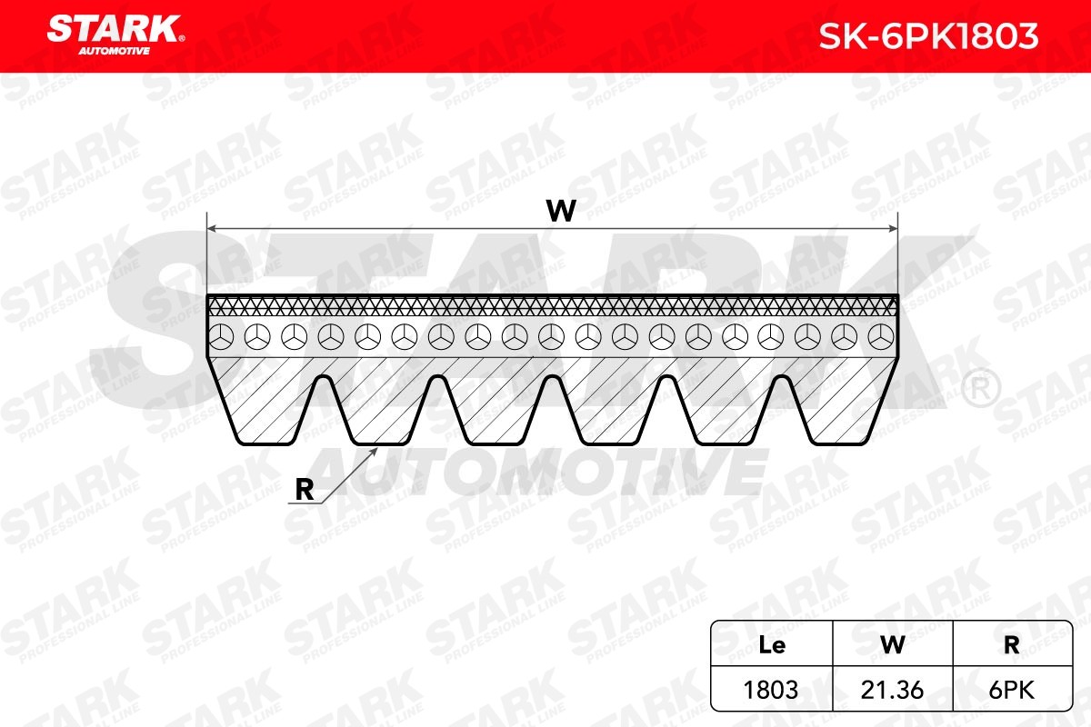 STARK Serpentine belt Article number: SK-6PK1803 cheaply