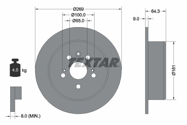 TEXTAR Brake disc Article number: 92090700 cheaply